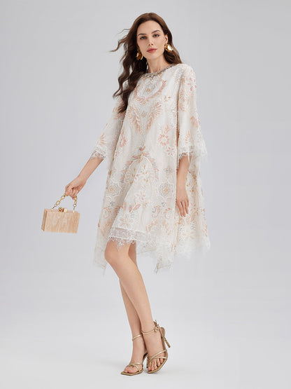 Hand-Beaded Floral Lace Dress