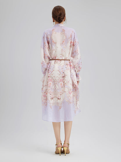 Tencel-Linen Printed Bow Dress