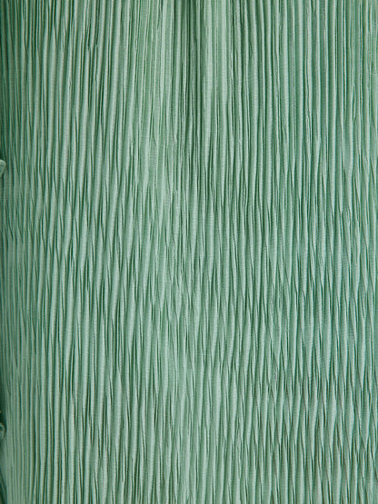 High-Neck Pleated Ruffle Dress