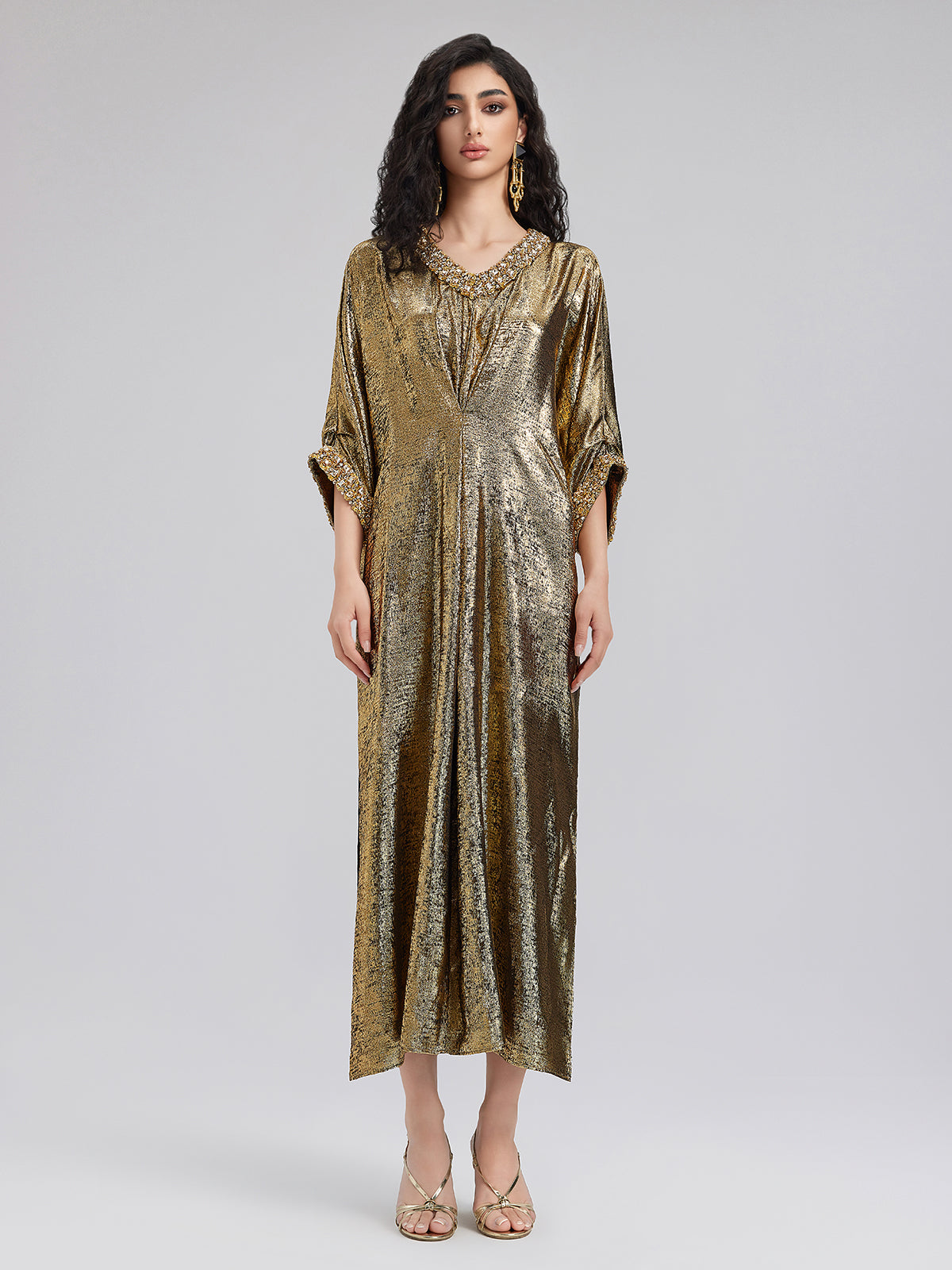 Stunning Gold V-neck Dress