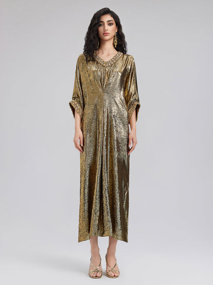 Stunning Gold V-neck Dress
