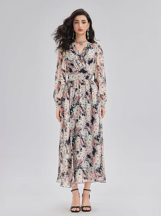 Elegant Lightweight Floral Wrap Dress