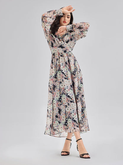 Elegant Lightweight Floral Wrap Dress