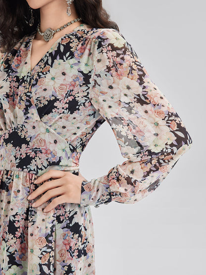 Elegant Lightweight Floral Wrap Dress