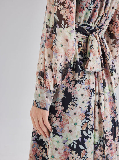 Elegant Lightweight Floral Wrap Dress