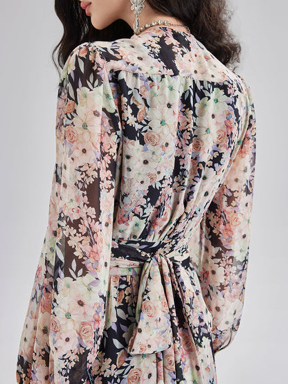 Elegant Lightweight Floral Wrap Dress