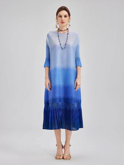 Elegant Ombre Pleated Panel Dress