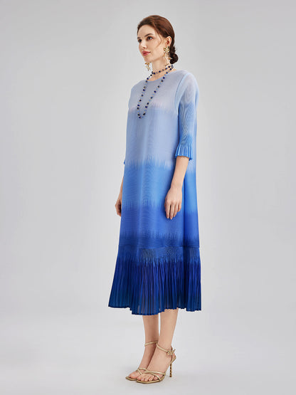 Elegant Ombre Pleated Panel Dress