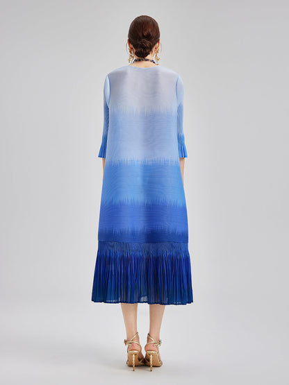 Elegant Ombre Pleated Panel Dress