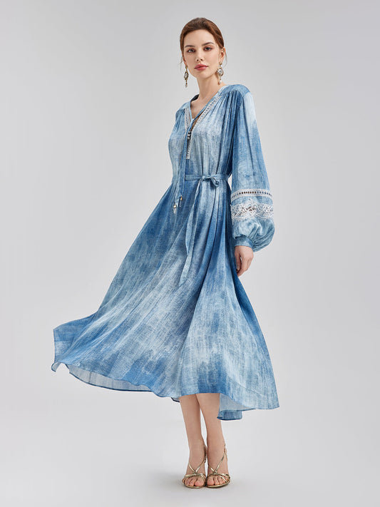 Artistic Gradient Openwork Lace Dress