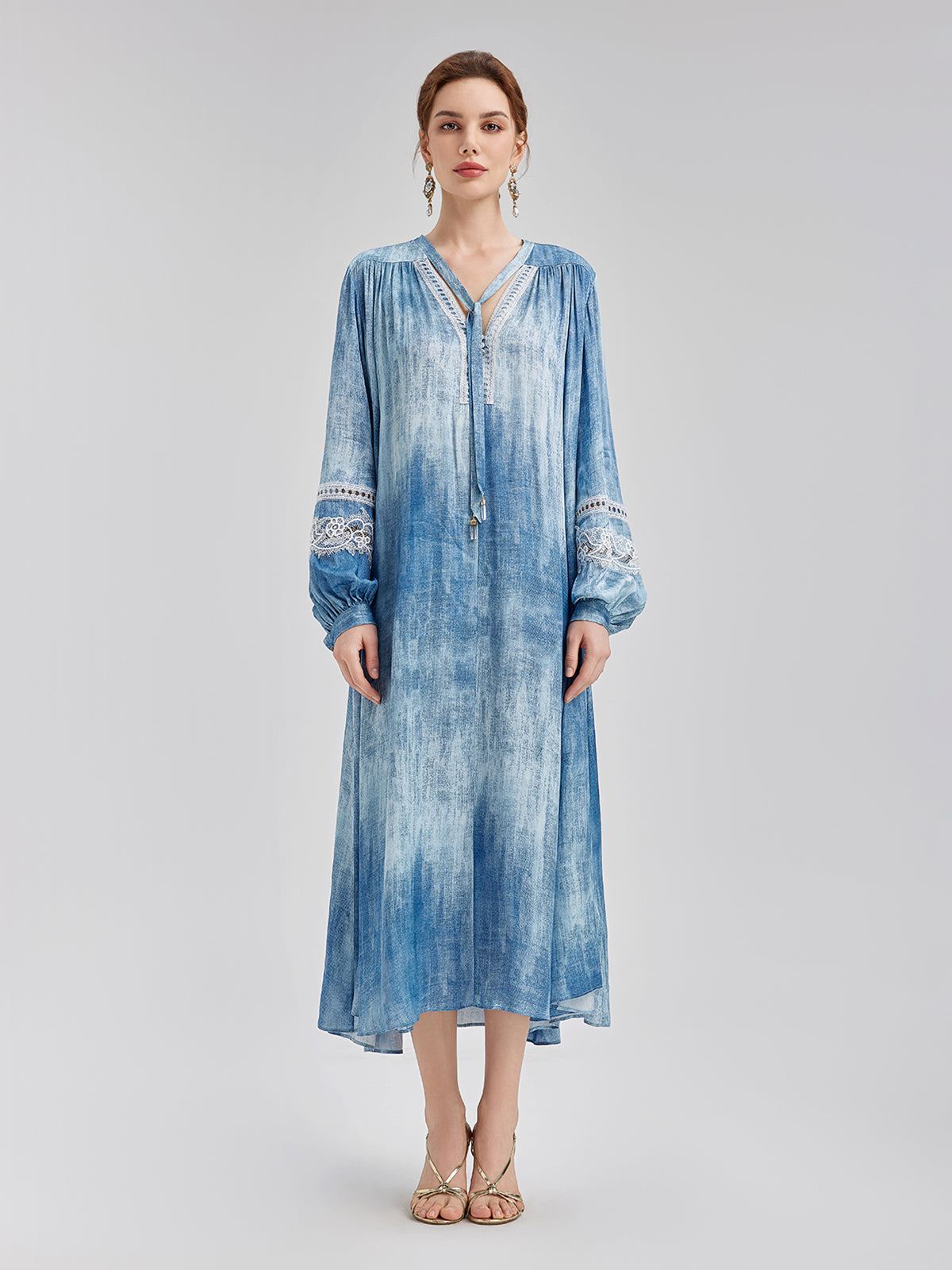 Artistic Gradient Openwork Lace Dress