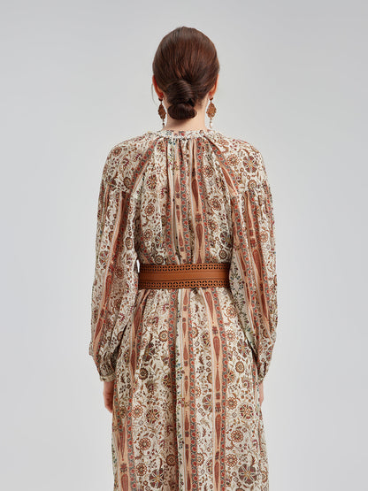 Breathable Ethnic Print Ramie Dress