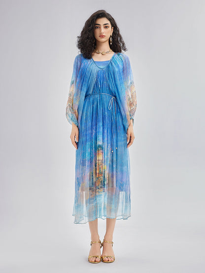Elegant Silk Tie-Waist Dress