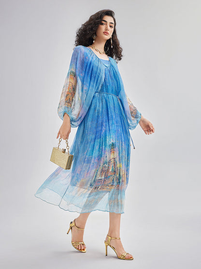 Elegant Silk Tie-Waist Dress