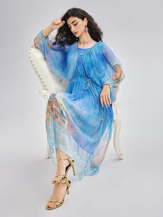 Elegant Silk Tie-Waist Dress
