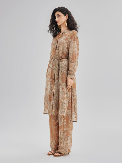 Baroque Print Cupro Vacation Dress