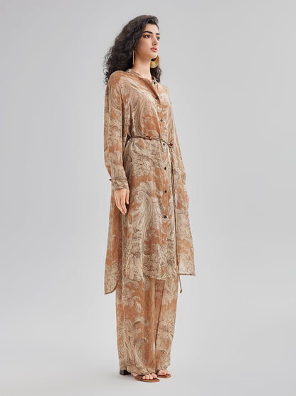 Baroque Print Cupro Vacation Dress