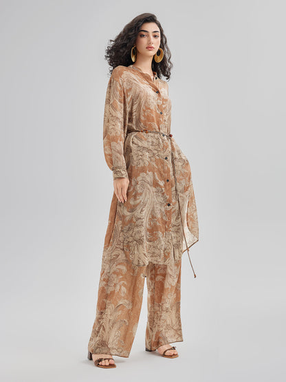 Baroque Print Cupro Vacation Dress
