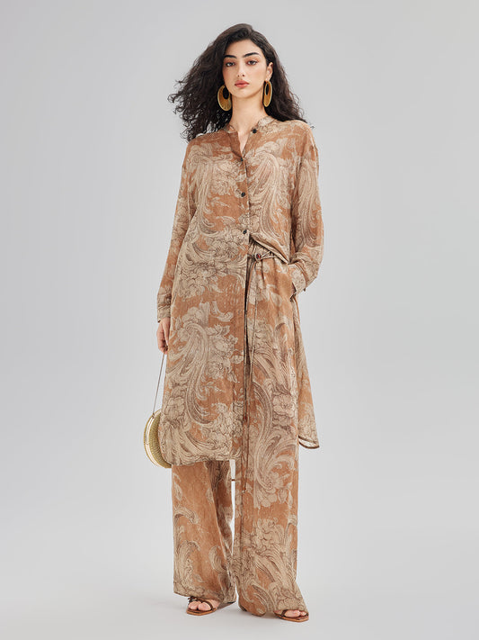 Baroque Print Cupro Vacation Dress